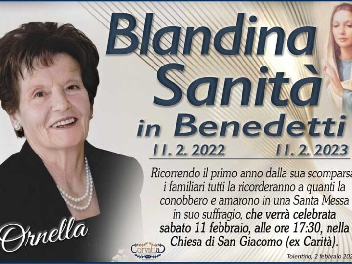 Anniversario: Sanità Blandina (Ornella) Benedetti