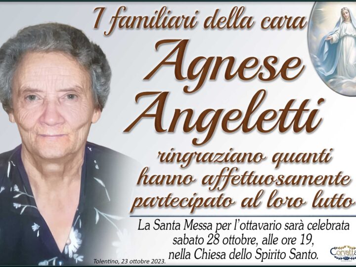 Ringraziamento: Agnese Angeletti