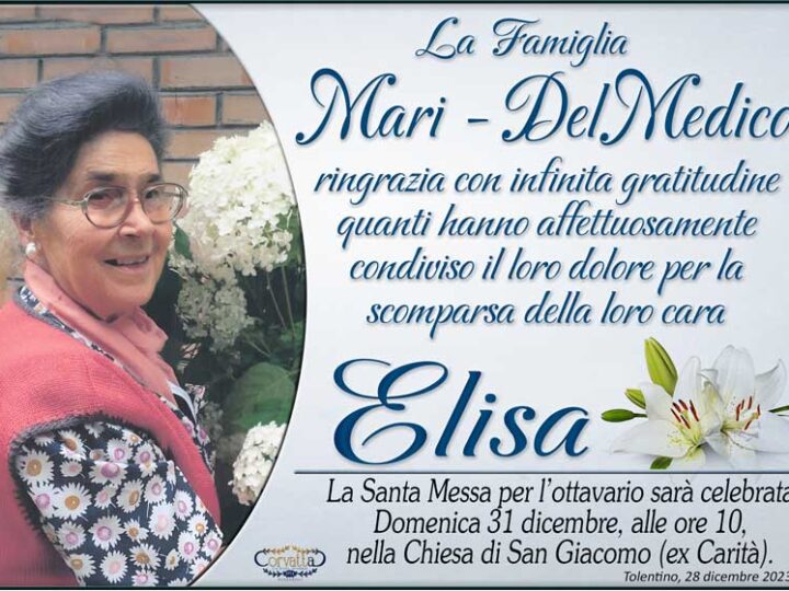 Ringraziamento: Elisa Porfiri Mari