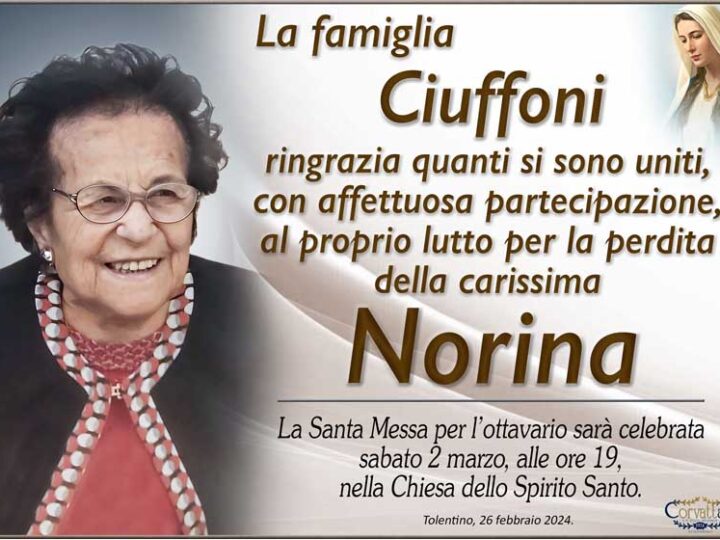 Ringraziamento: Norina Mogliani Ciuffoni