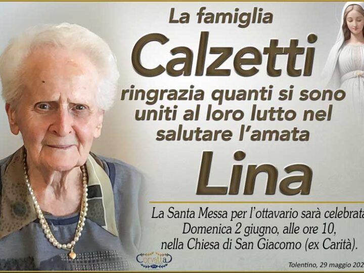 Ringraziamento: Lina Bordolini Calzetti