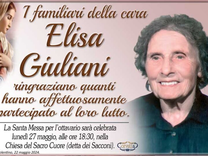 Ringraziamento: Elisa Giuliani