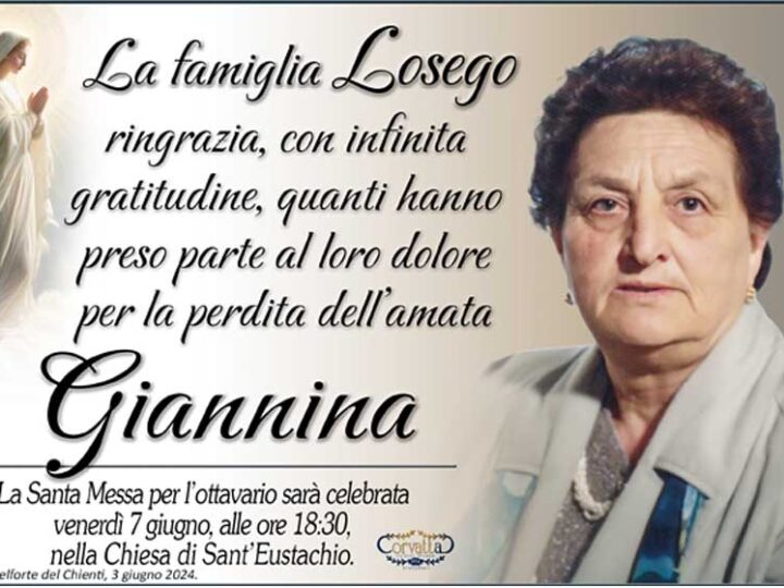 Ringraziamento: Giannina Feliziani Losego