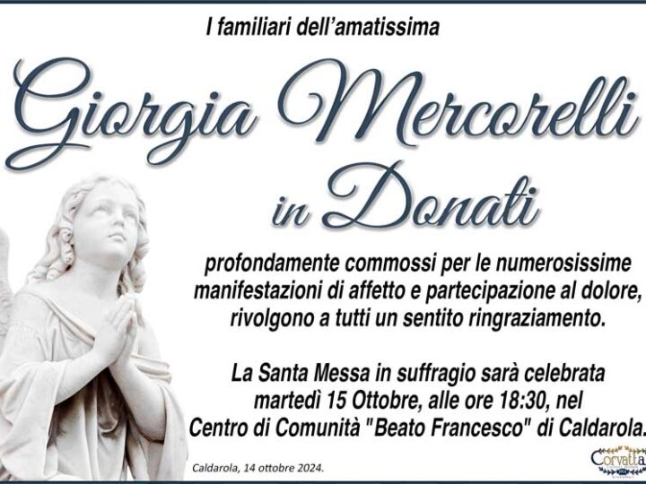 Ringraziamento: Giorgia Mercorelli Donati