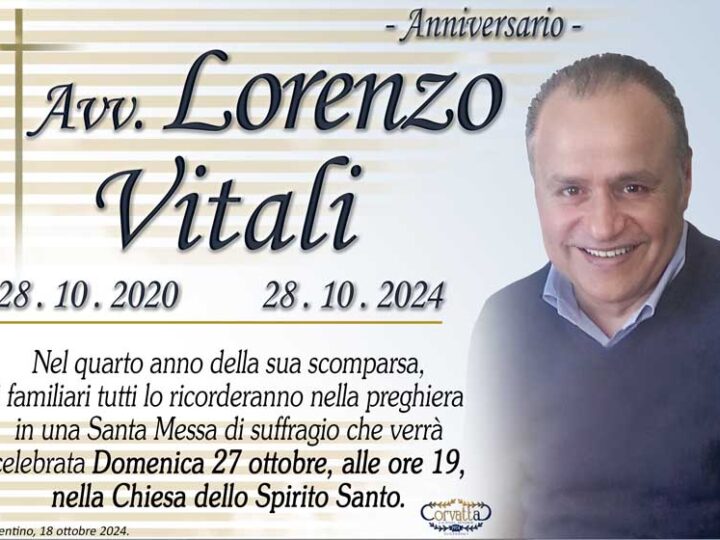 4° Anniversario: Avv. Lorenzo Vitali