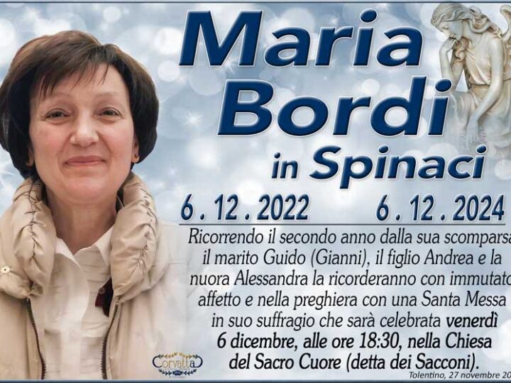 2° Anniversario: Maria Bordi Spinaci